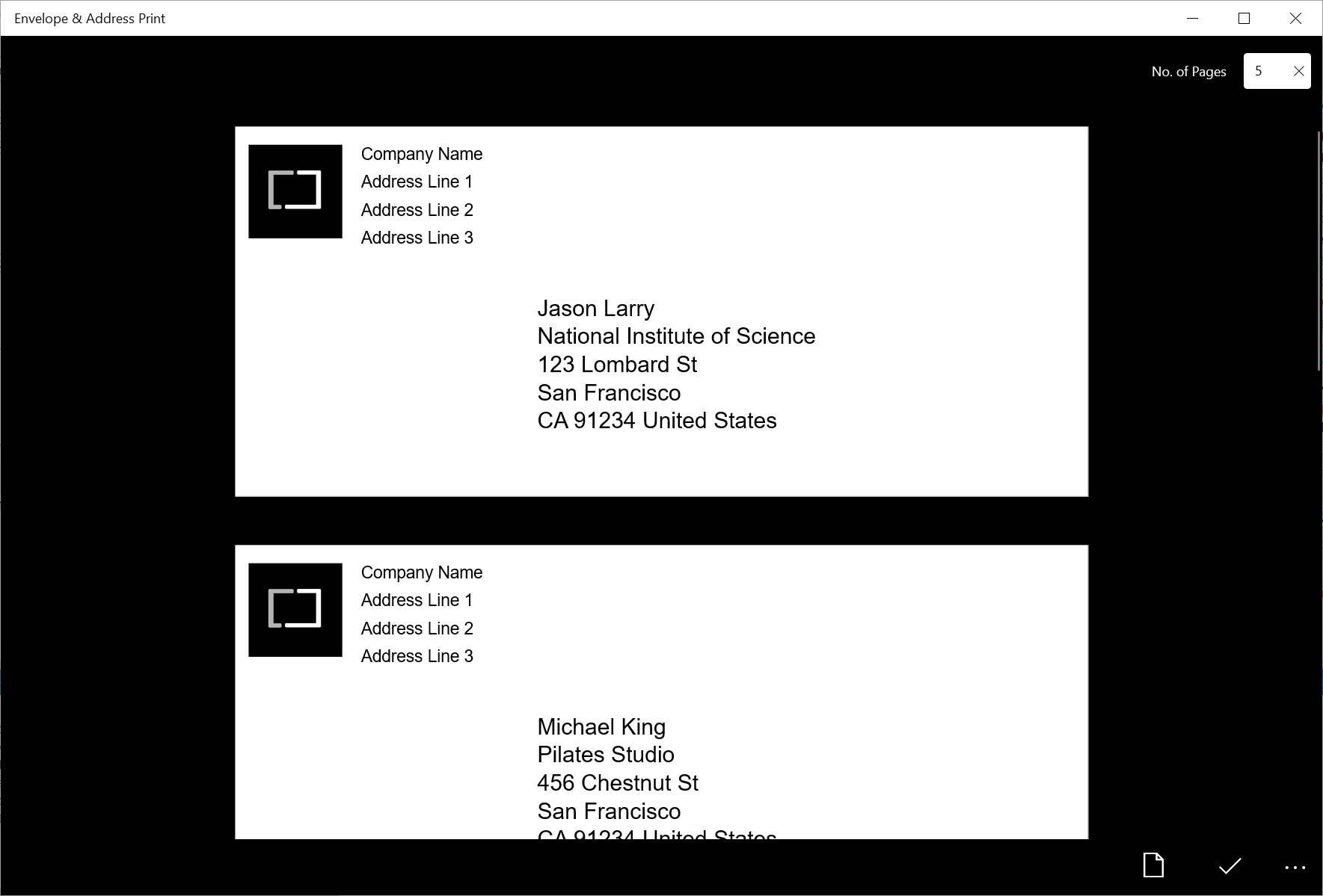 template print window envelope address