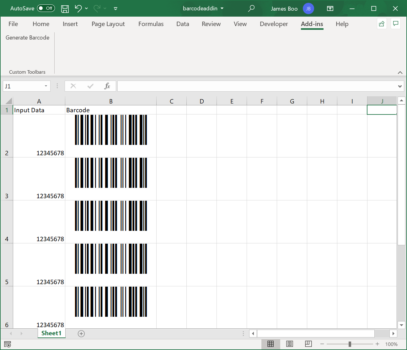 excel barcode generator