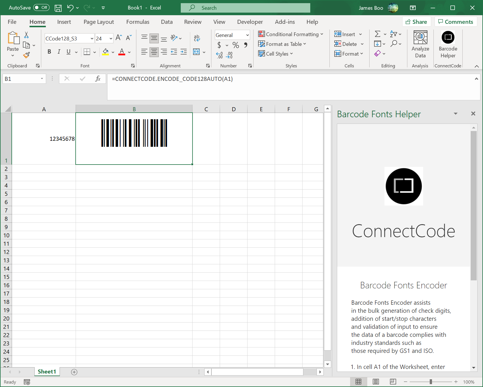 Office Barcode Add In for Excel