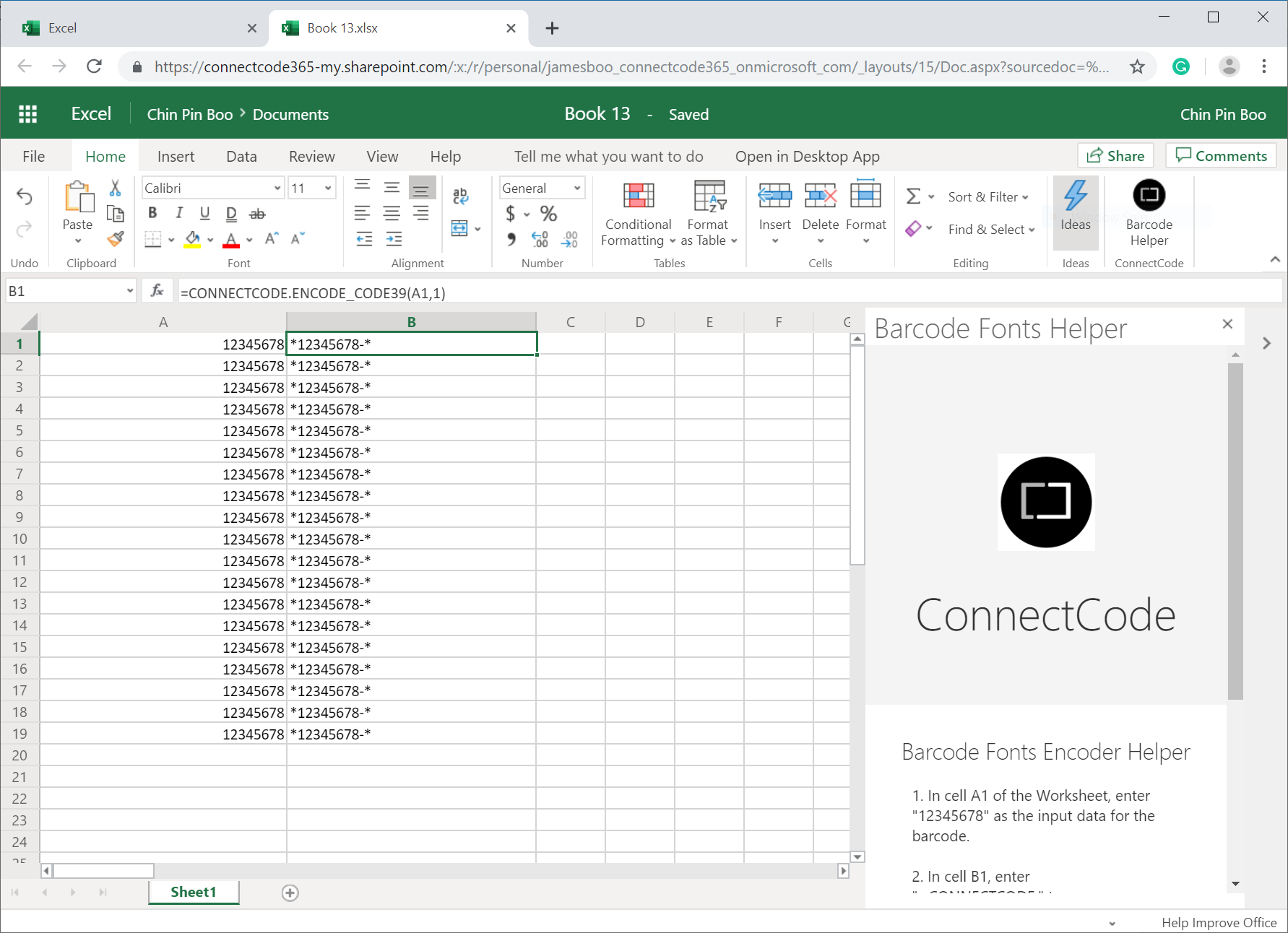 Barcode Fonts Encoder Helper Microsoft Excel Custom Functions