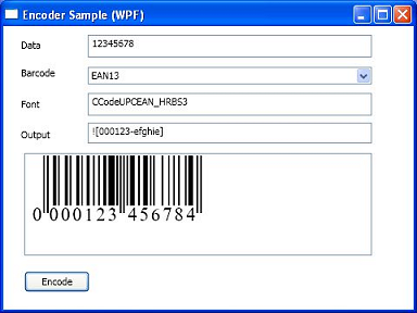 license barcode sample WPF (C#) Integration Fonts DLL with Barcode